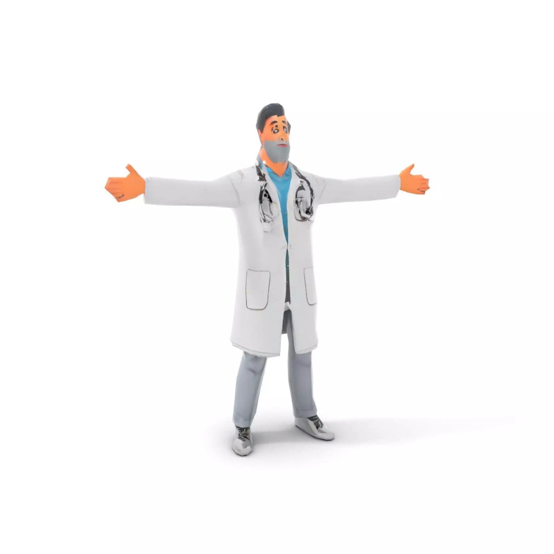 Animated Doctor Character 3D Model – Low Poly Rigged Asset, FBX - View 23