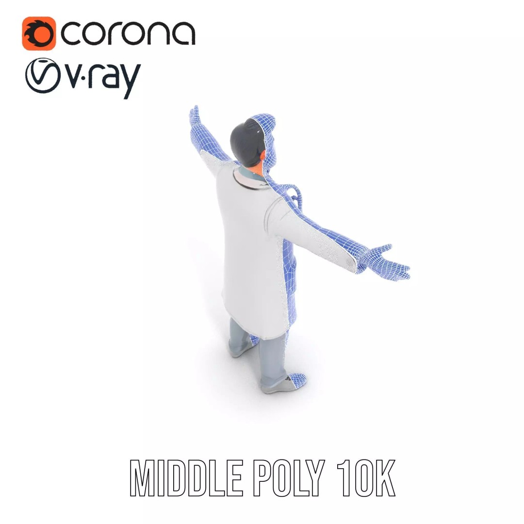 Animated Doctor Character 3D Model – Low Poly Rigged Asset, FBX - View 28
