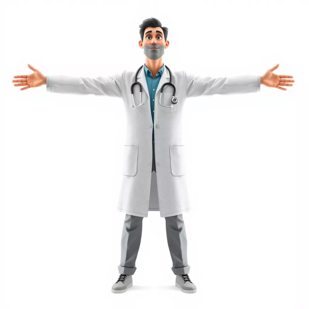 Animated Doctor Character 3D Model – Low Poly Rigged Asset, FBX - View 3