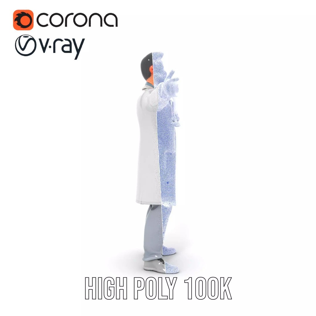 Animated Doctor Character 3D Model – Low Poly Rigged Asset, FBX - View 30