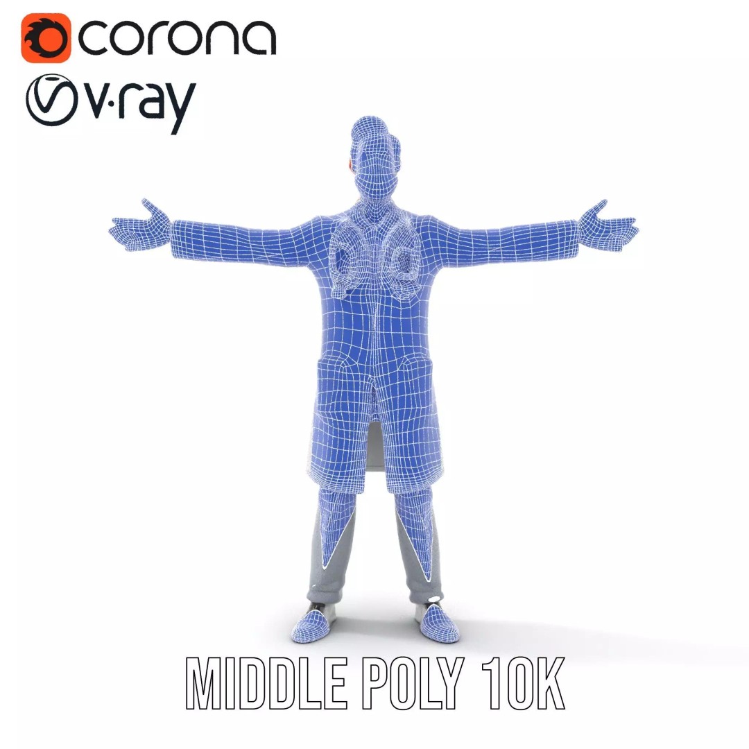 Animated Doctor Character 3D Model – Low Poly Rigged Asset, FBX - View 31