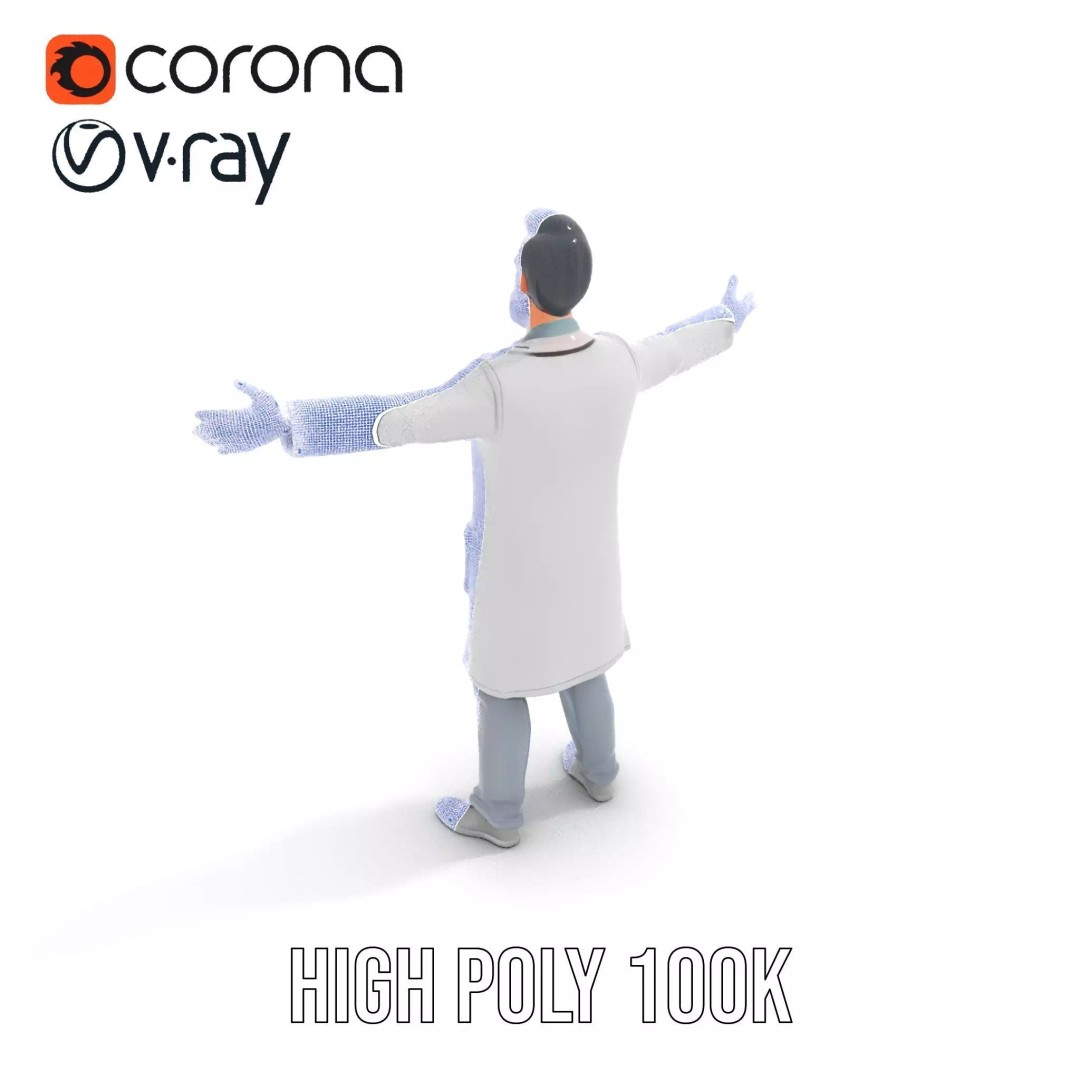 Animated Doctor Character 3D Model – Low Poly Rigged Asset, FBX - View 33
