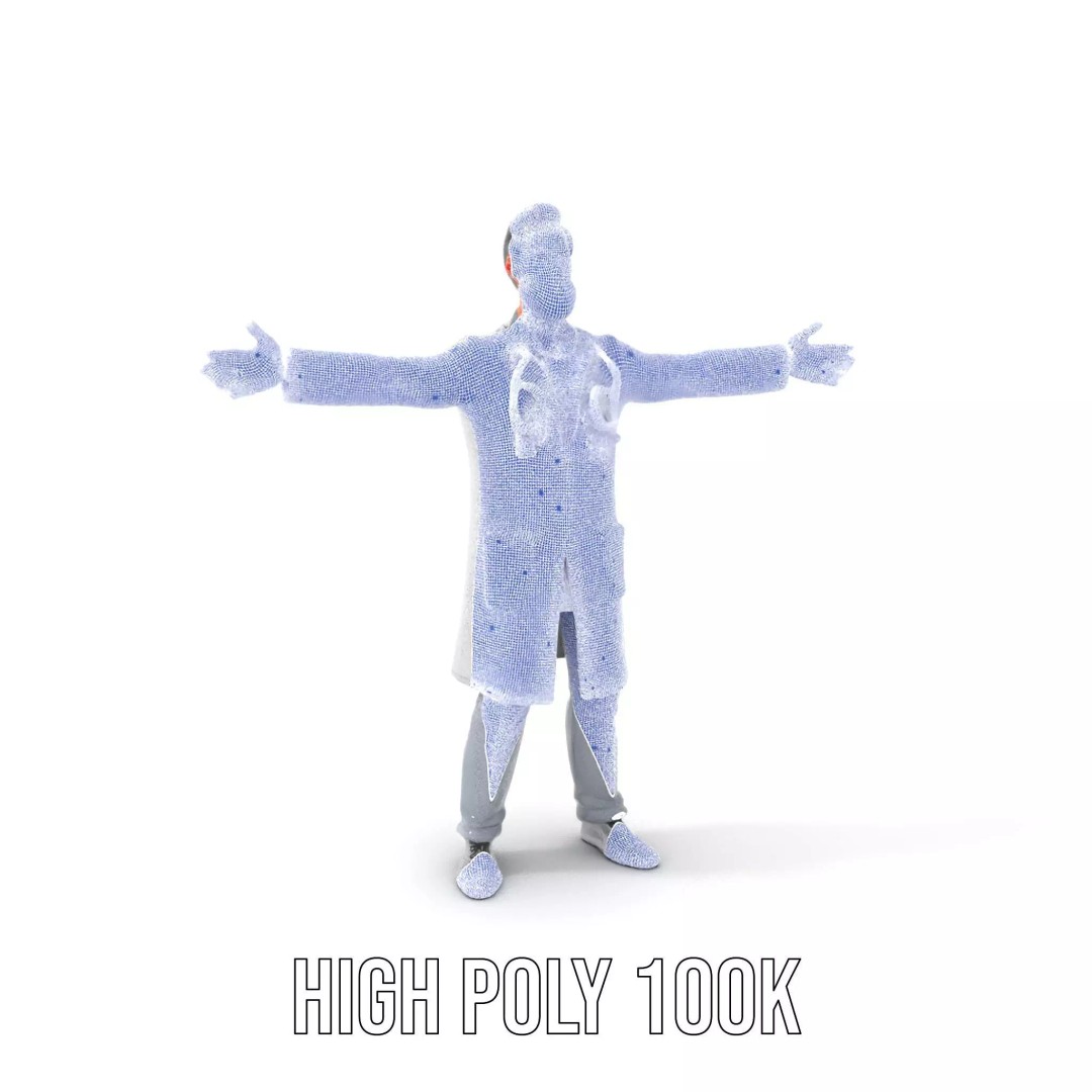 Animated Doctor Character 3D Model – Low Poly Rigged Asset, FBX - View 5