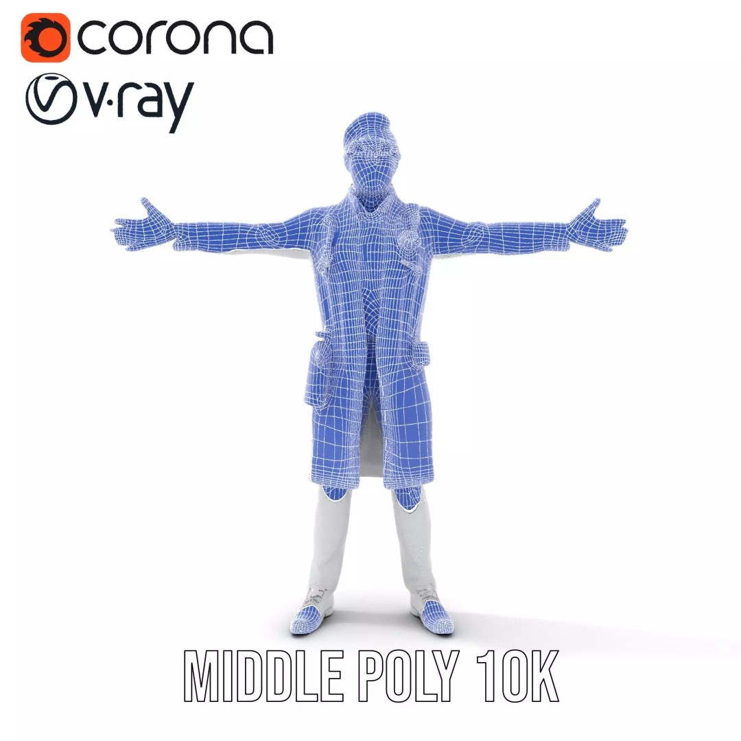 Scientific Professional 3D Model – Low Poly Character for Medical Training - View 13