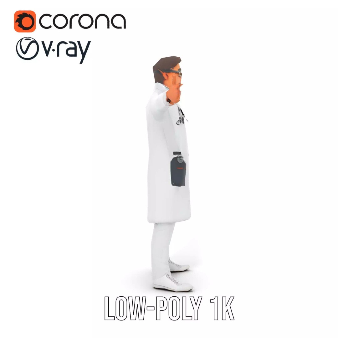 Scientific Professional 3D Model – Low Poly Character for Medical Training - View 14