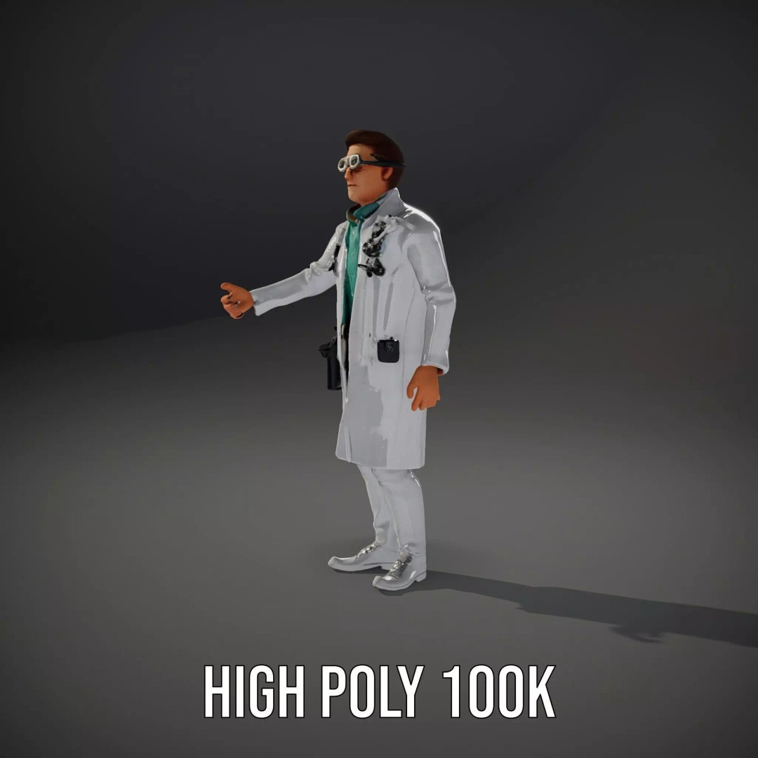 Scientific Professional 3D Model – Low Poly Character for Medical Training - View 15