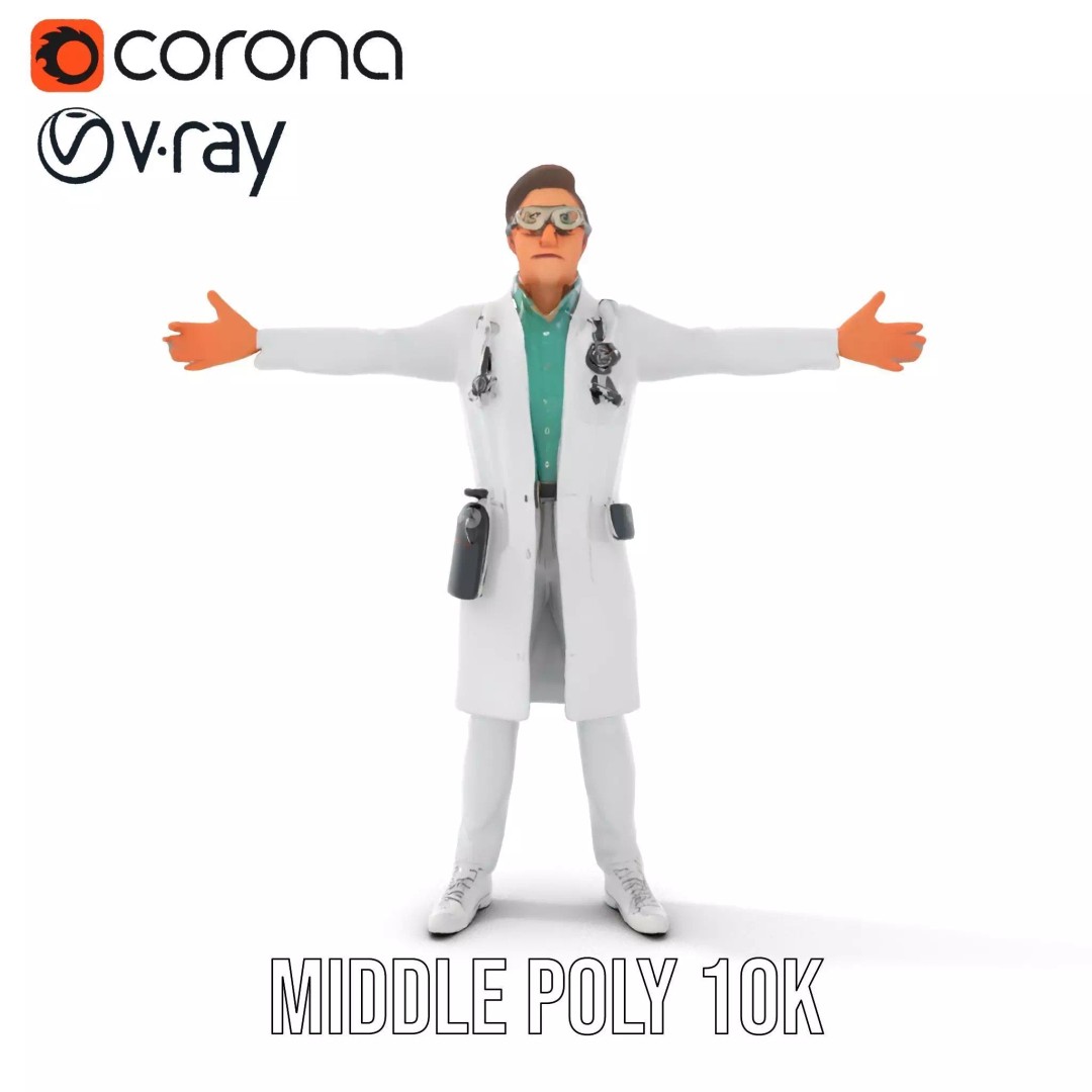 Scientific Professional 3D Model – Low Poly Character for Medical Training - View 19