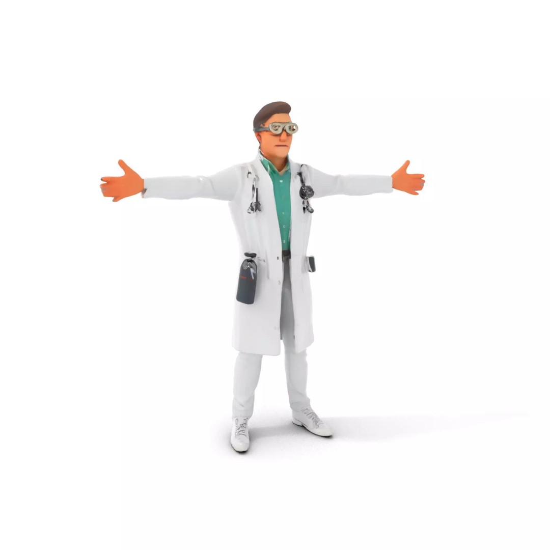 Scientific Professional 3D Model – Low Poly Character for Medical Training - View 2