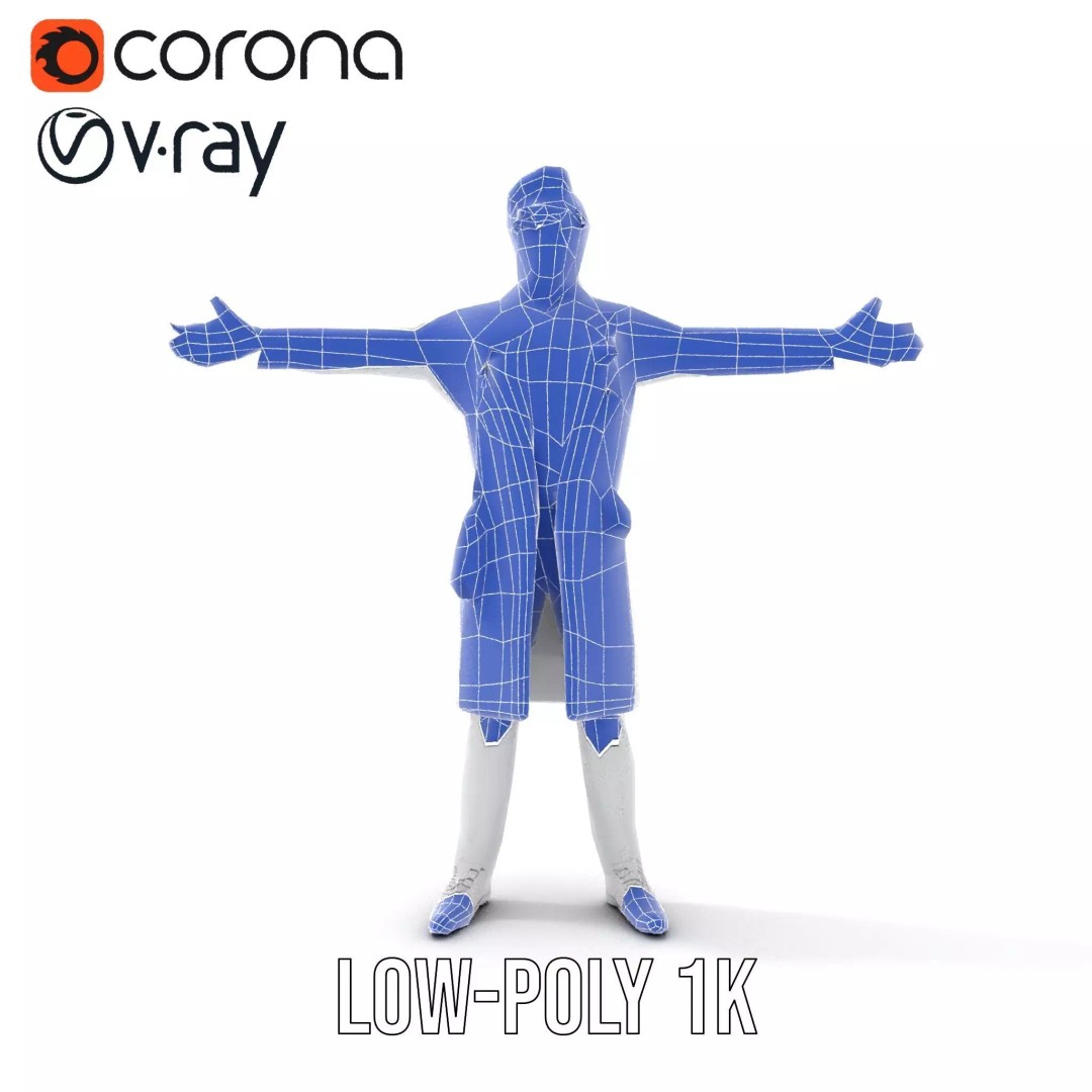 Scientific Professional 3D Model – Low Poly Character for Medical Training - View 23