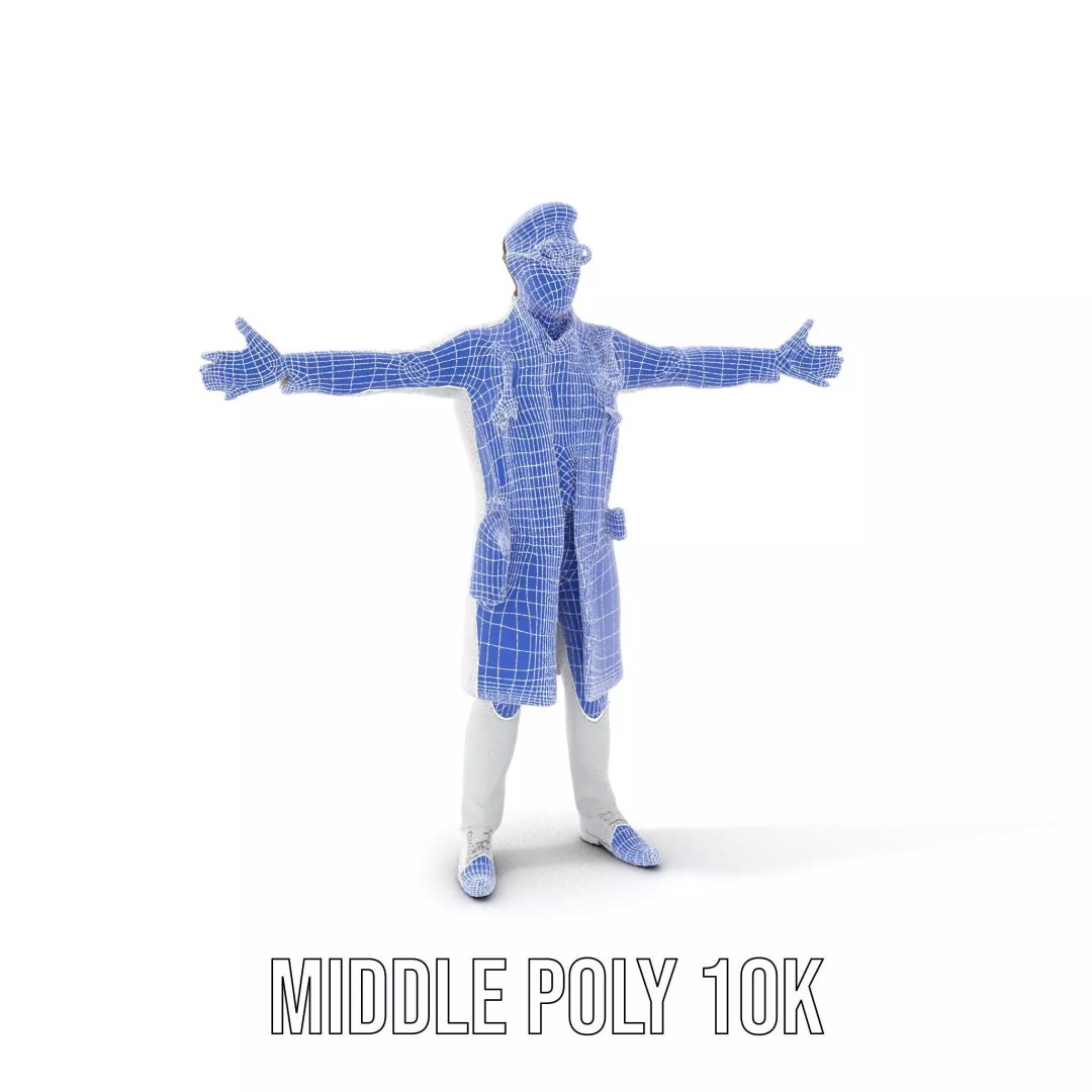 Scientific Professional 3D Model – Low Poly Character for Medical Training - View 24