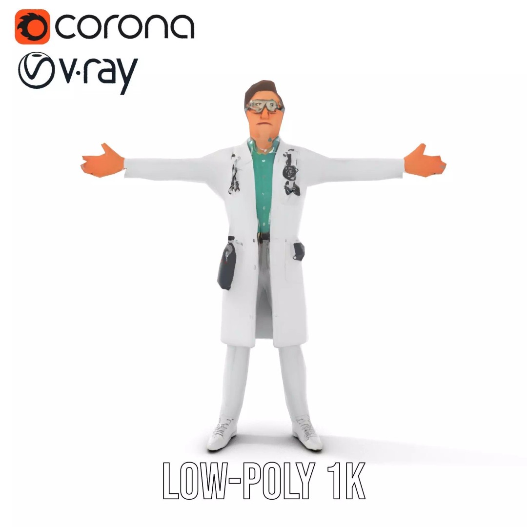 Scientific Professional 3D Model – Low Poly Character for Medical Training - View 28