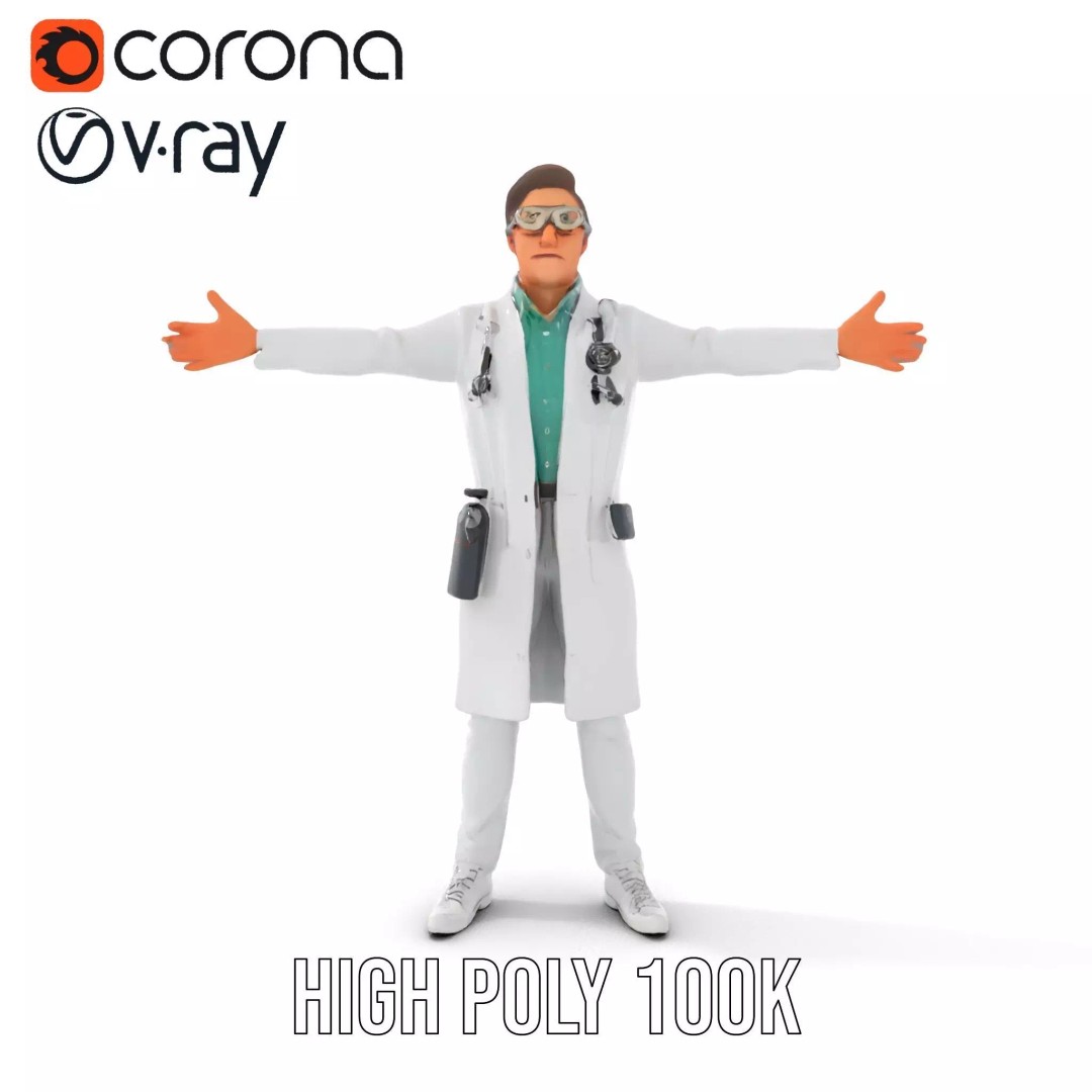 Scientific Professional 3D Model – Low Poly Character for Medical Training - View 29