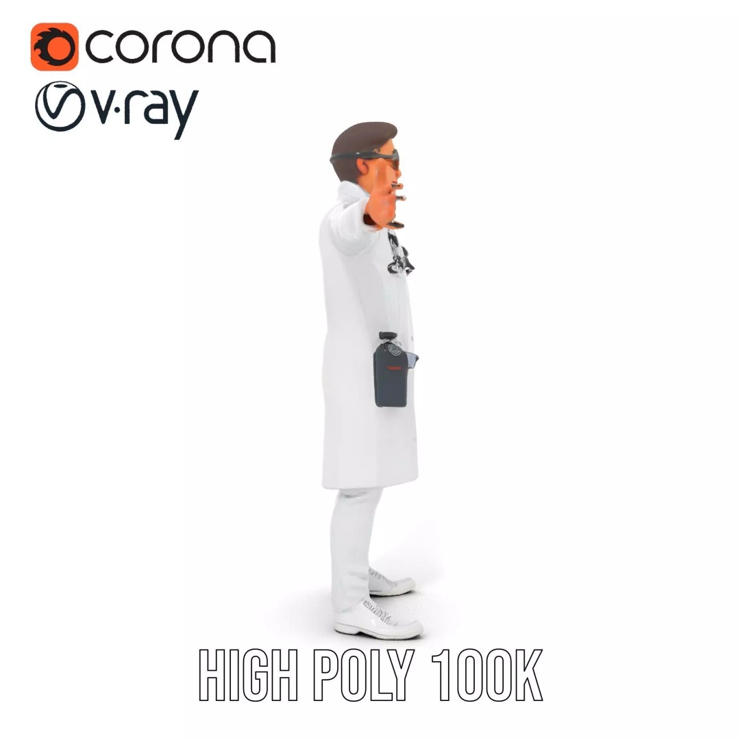 Scientific Professional 3D Model – Low Poly Character for Medical Training - View 33