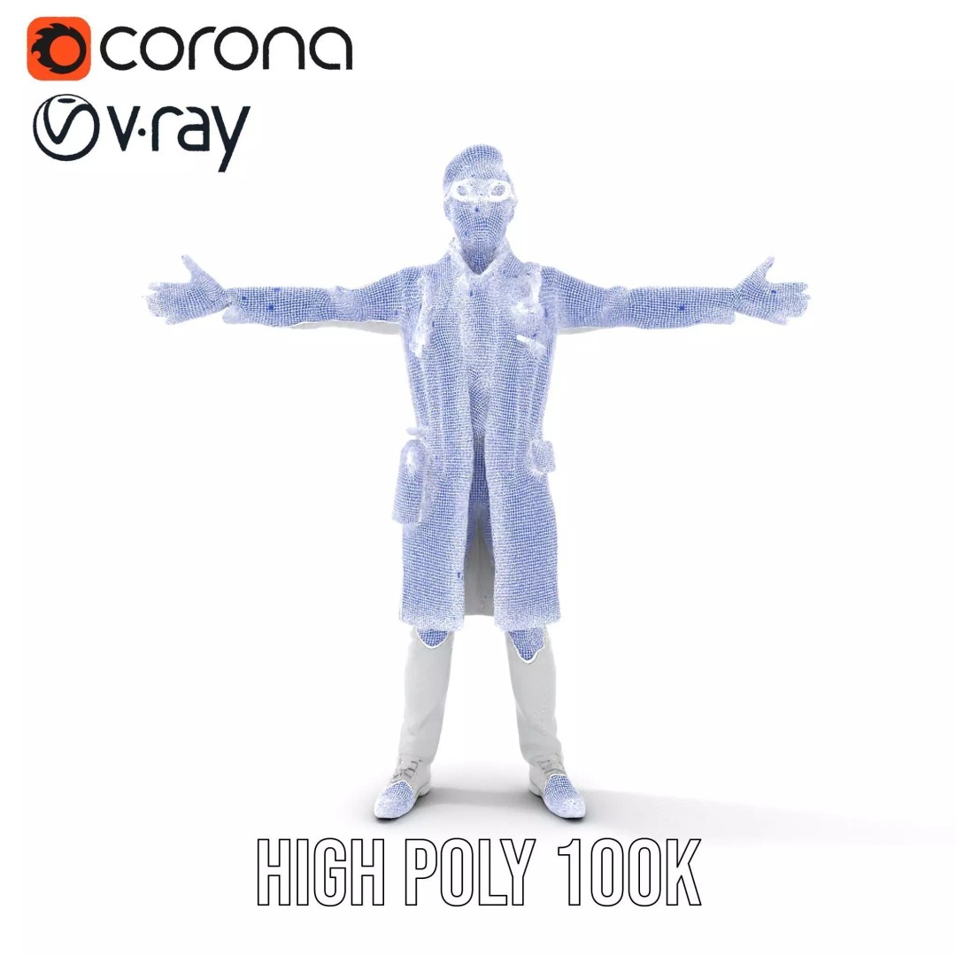 Scientific Professional 3D Model – Low Poly Character for Medical Training - View 34