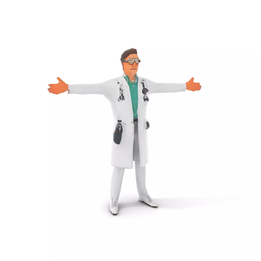 Scientific Professional 3D Model – Low Poly Character for Medical Training - View 8