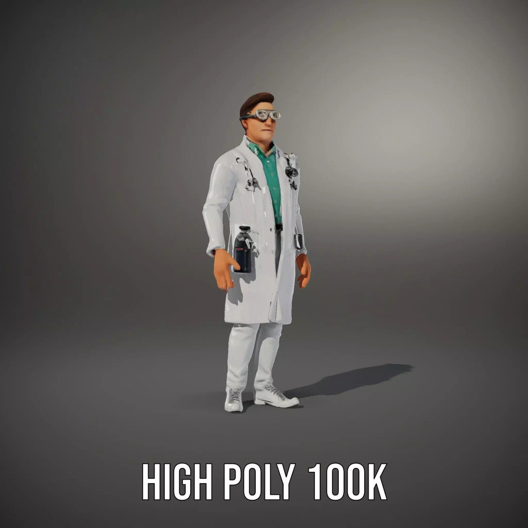 Scientific Professional 3D Model – Low Poly Character for Medical Training - View 9