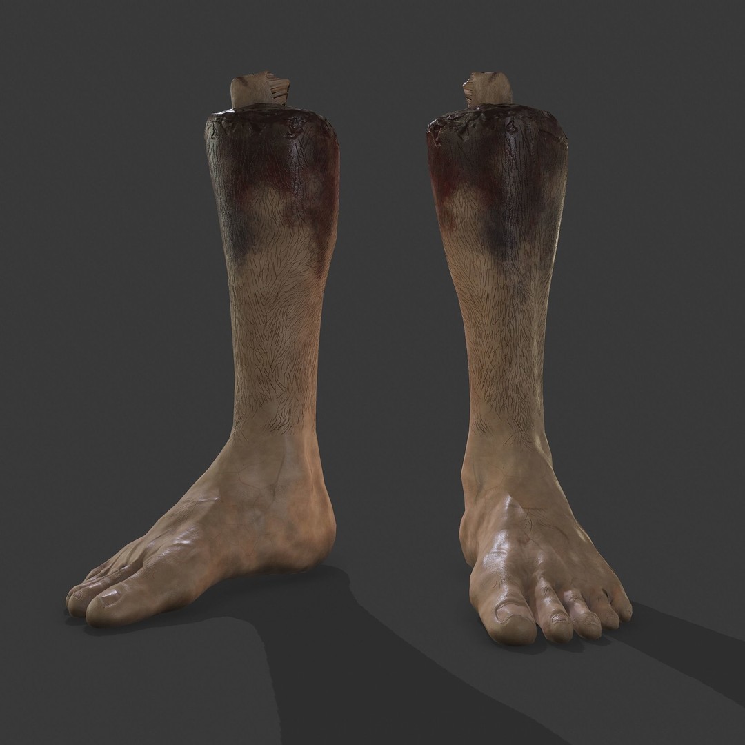 Severed Leg 3D Model – Low Poly PBR Horror Asset, FBX - View 11