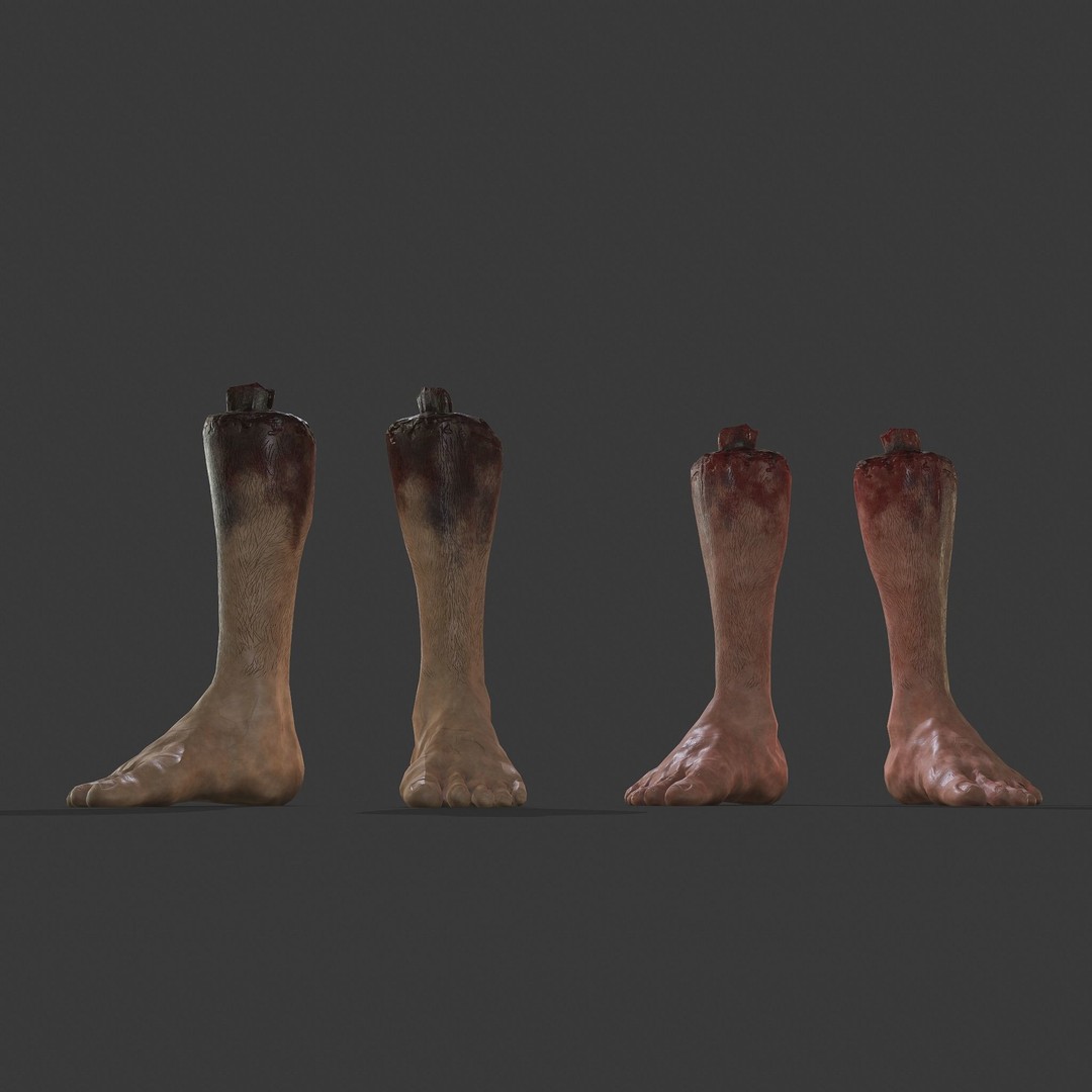 Severed Leg 3D Model – Low Poly PBR Horror Asset, FBX - View 12