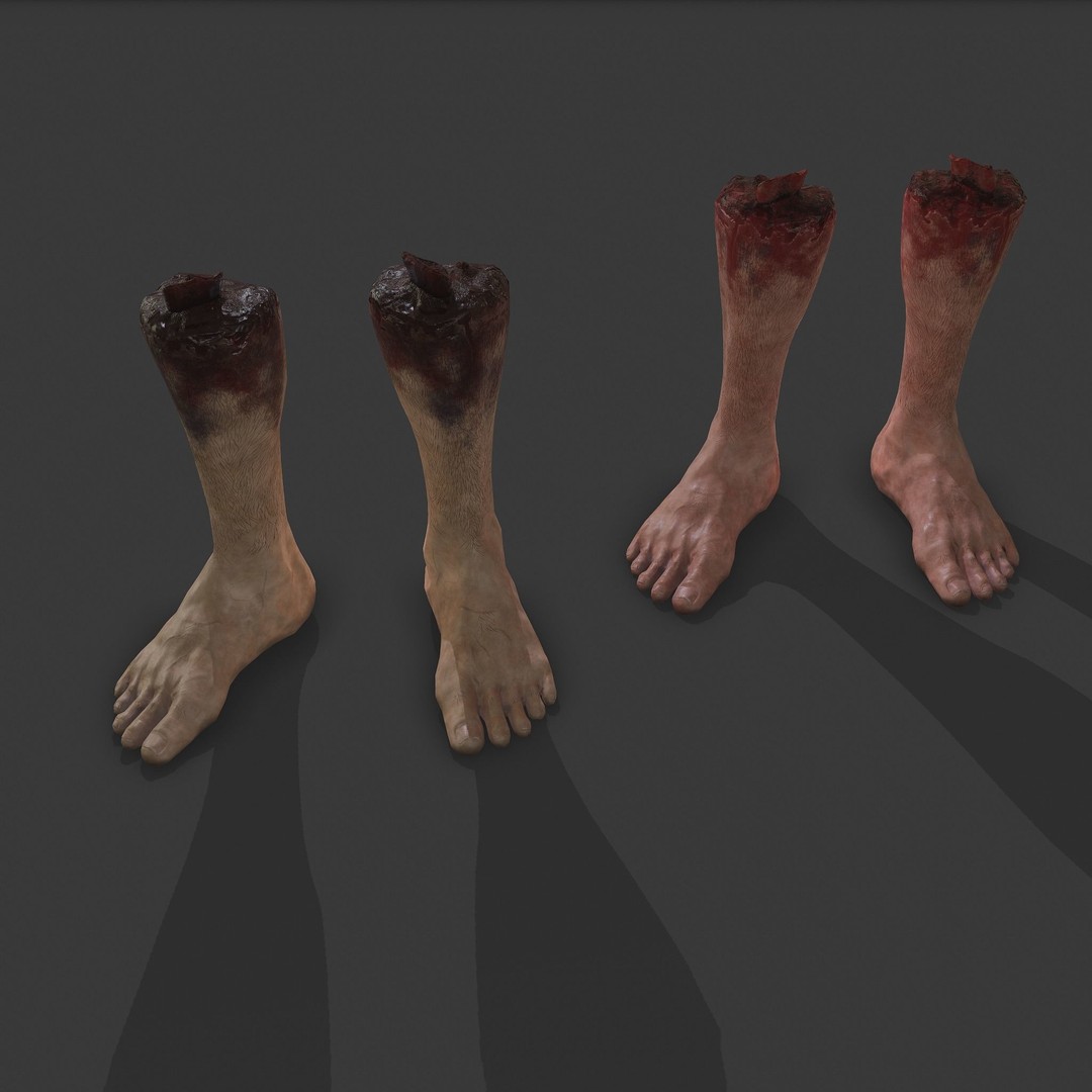 Severed Leg 3D Model – Low Poly PBR Horror Asset, FBX - View 14