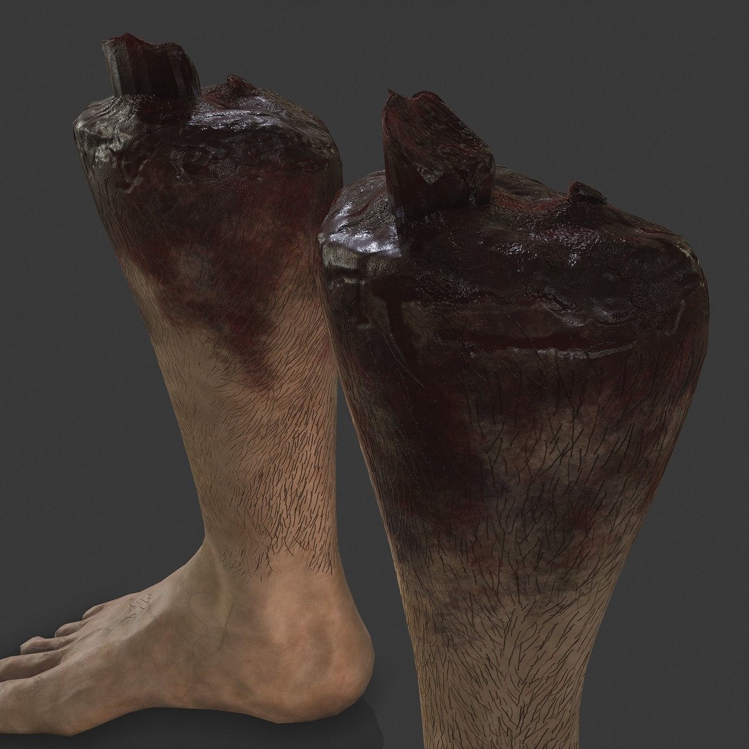 Severed Leg 3D Model – Low Poly PBR Horror Asset, FBX - View 16
