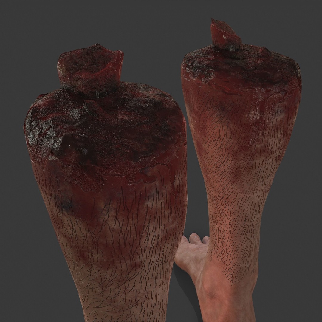 Severed Leg 3D Model – Low Poly PBR Horror Asset, FBX - View 18