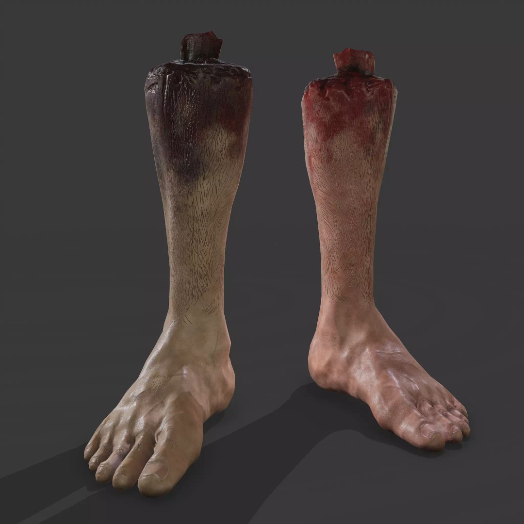 Severed Leg 3D Model – Low Poly PBR Horror Asset, FBX - View 2