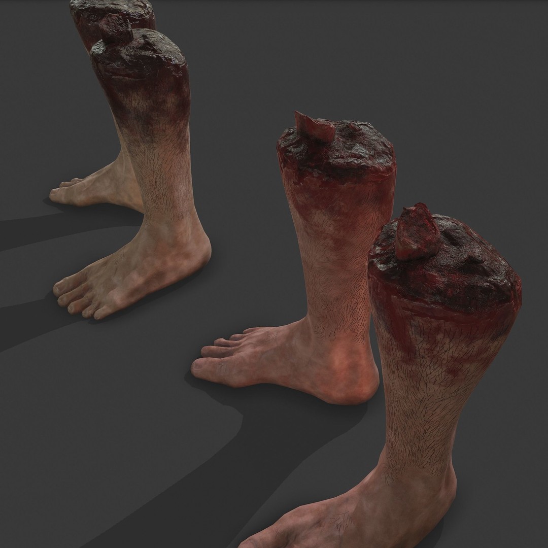 Severed Leg 3D Model – Low Poly PBR Horror Asset, FBX - View 20