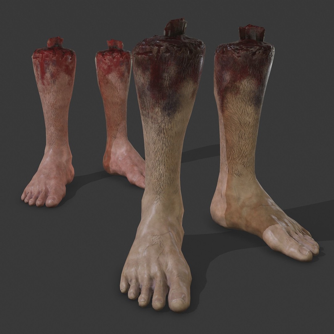 Severed Leg 3D Model – Low Poly PBR Horror Asset, FBX - View 22