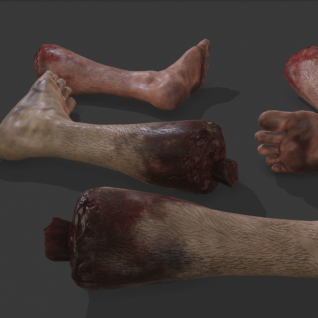 Severed Leg 3D Model – Low Poly PBR Horror Asset, FBX - View 23