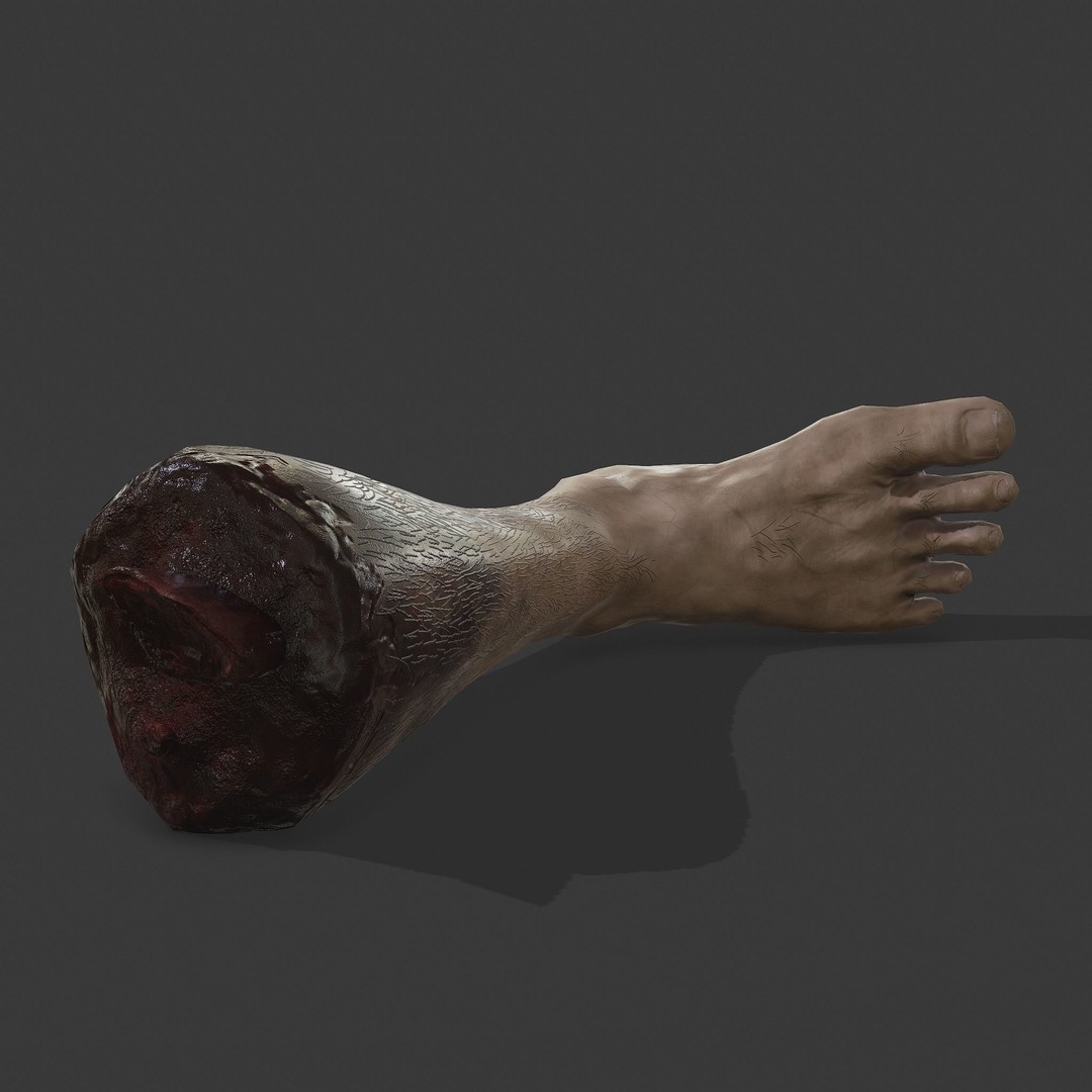 Severed Leg 3D Model – Low Poly PBR Horror Asset, FBX - View 25