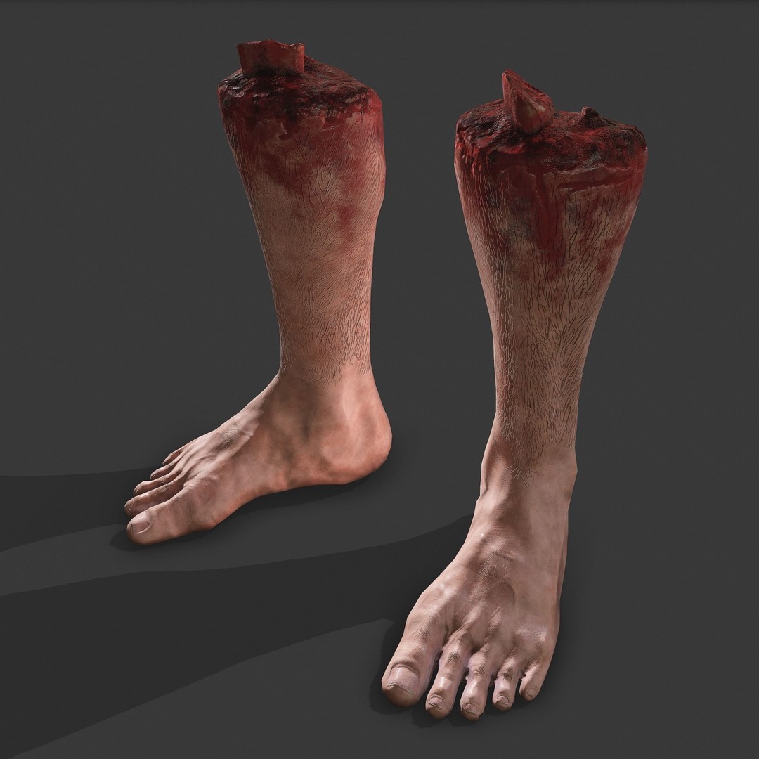 Severed Leg 3D Model – Low Poly PBR Horror Asset, FBX - View 26