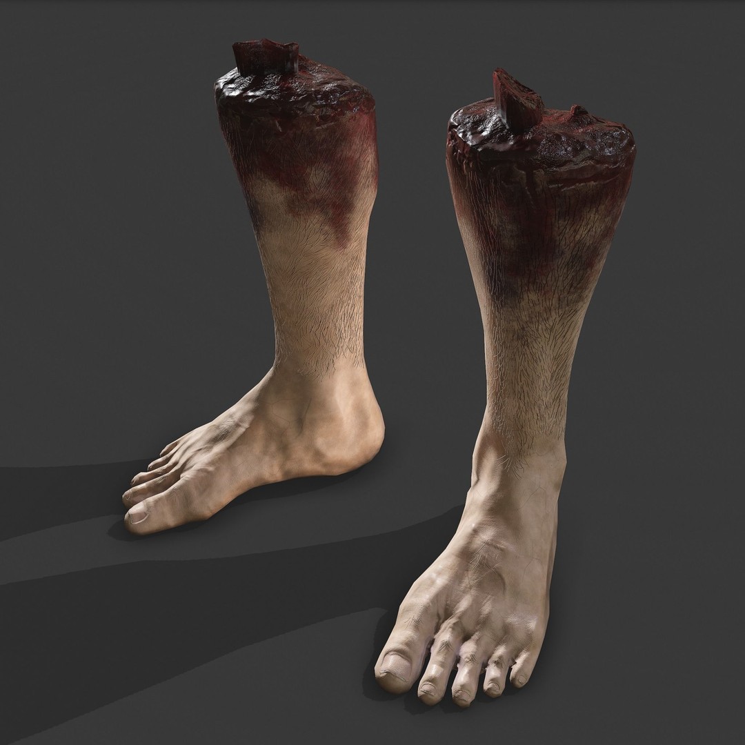 Severed Leg 3D Model – Low Poly PBR Horror Asset, FBX - View 27