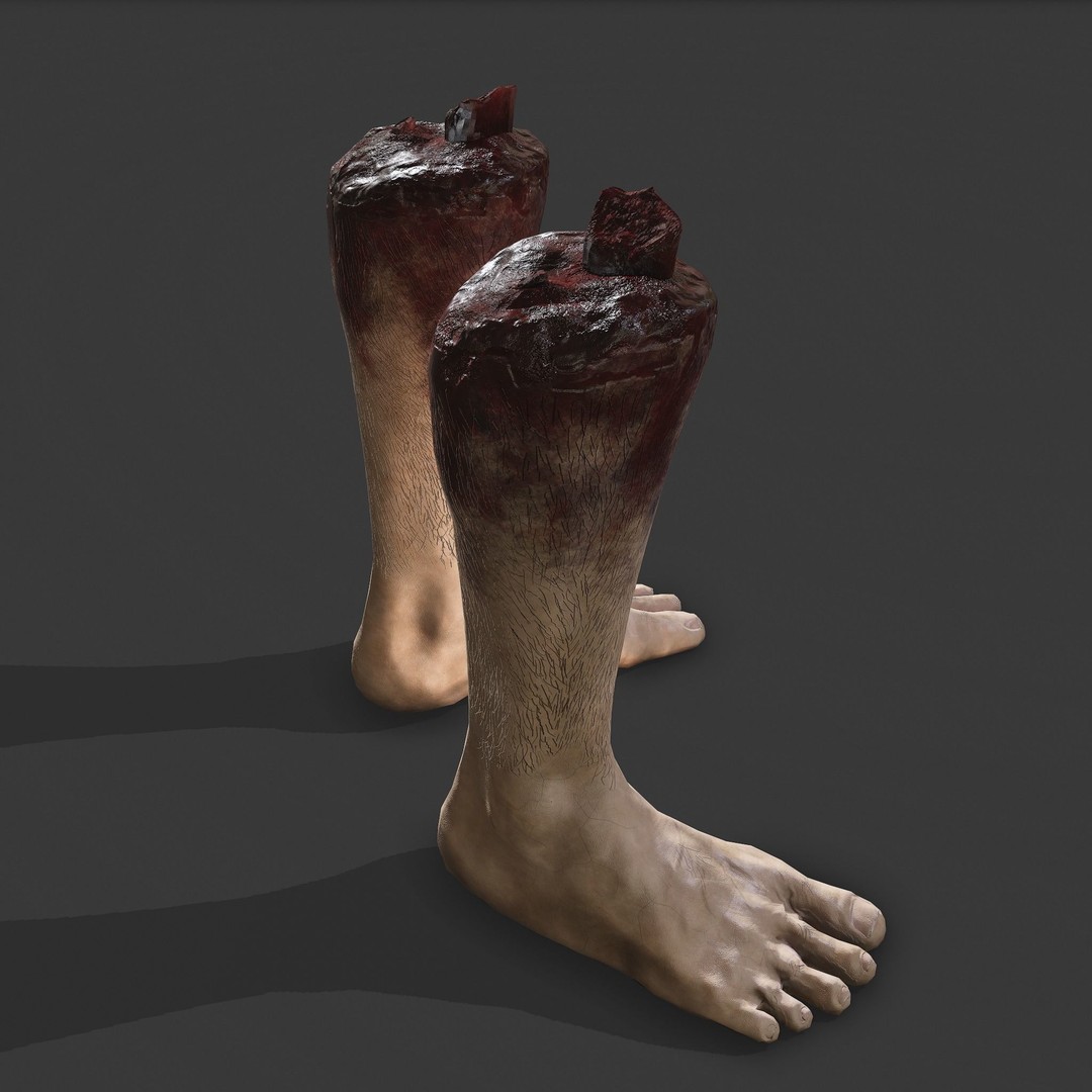 Severed Leg 3D Model – Low Poly PBR Horror Asset, FBX - View 28