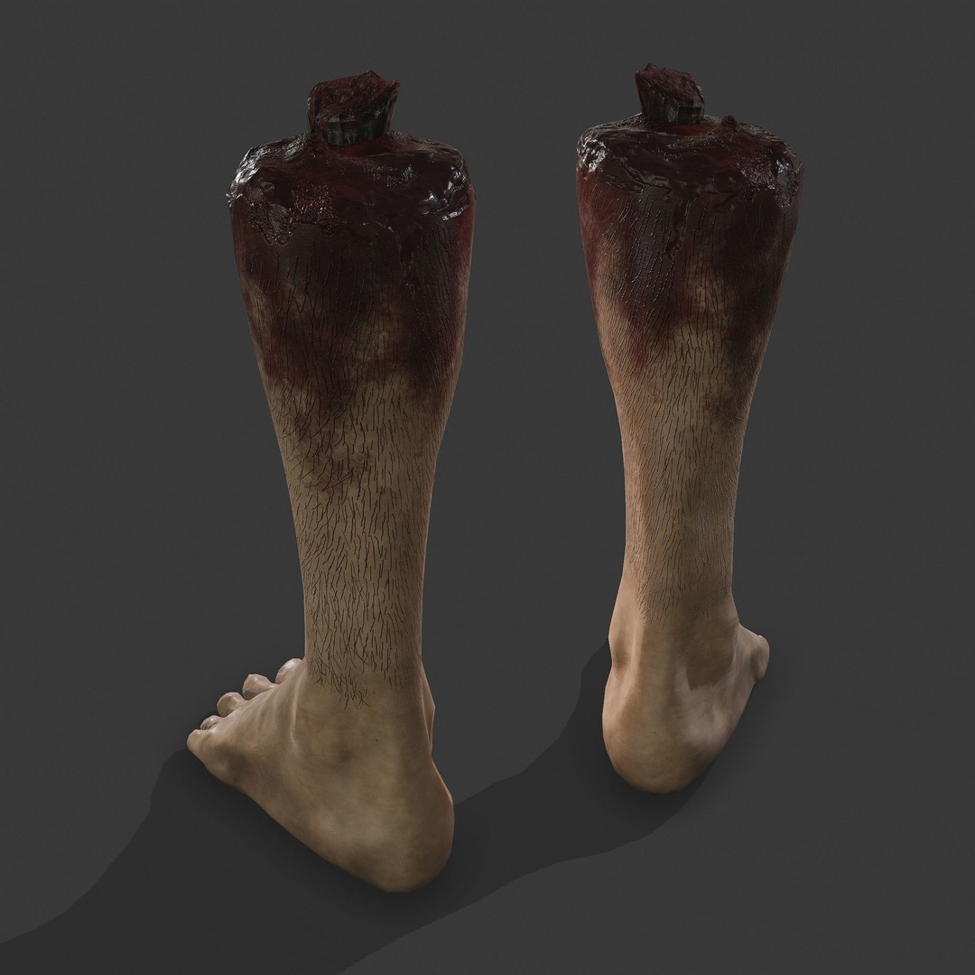 Severed Leg 3D Model – Low Poly PBR Horror Asset, FBX - View 29