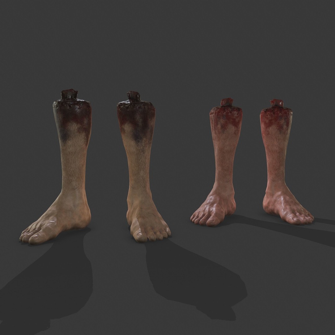 Severed Leg 3D Model – Low Poly PBR Horror Asset, FBX - View 3