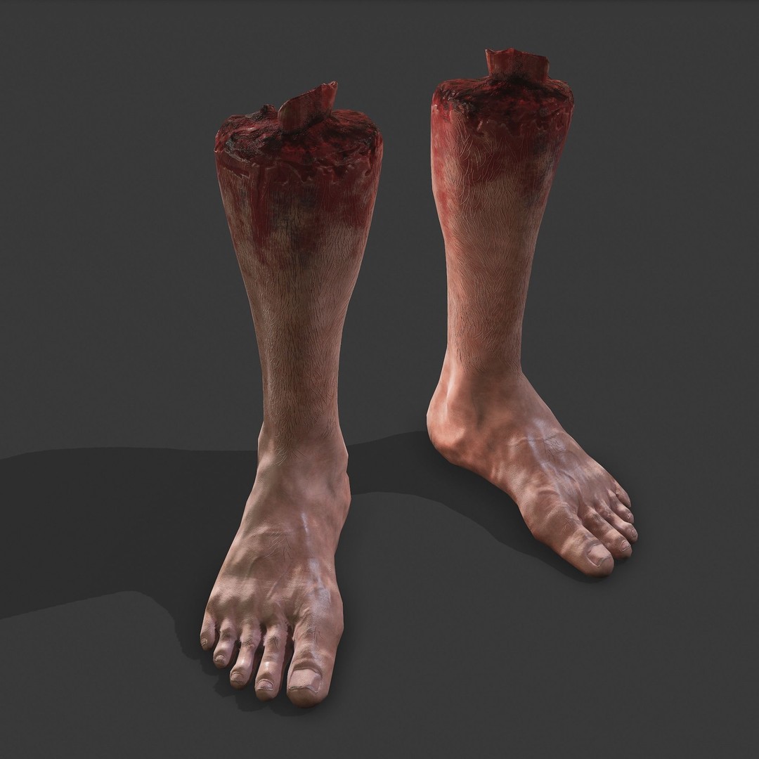 Severed Leg 3D Model – Low Poly PBR Horror Asset, FBX - View 32