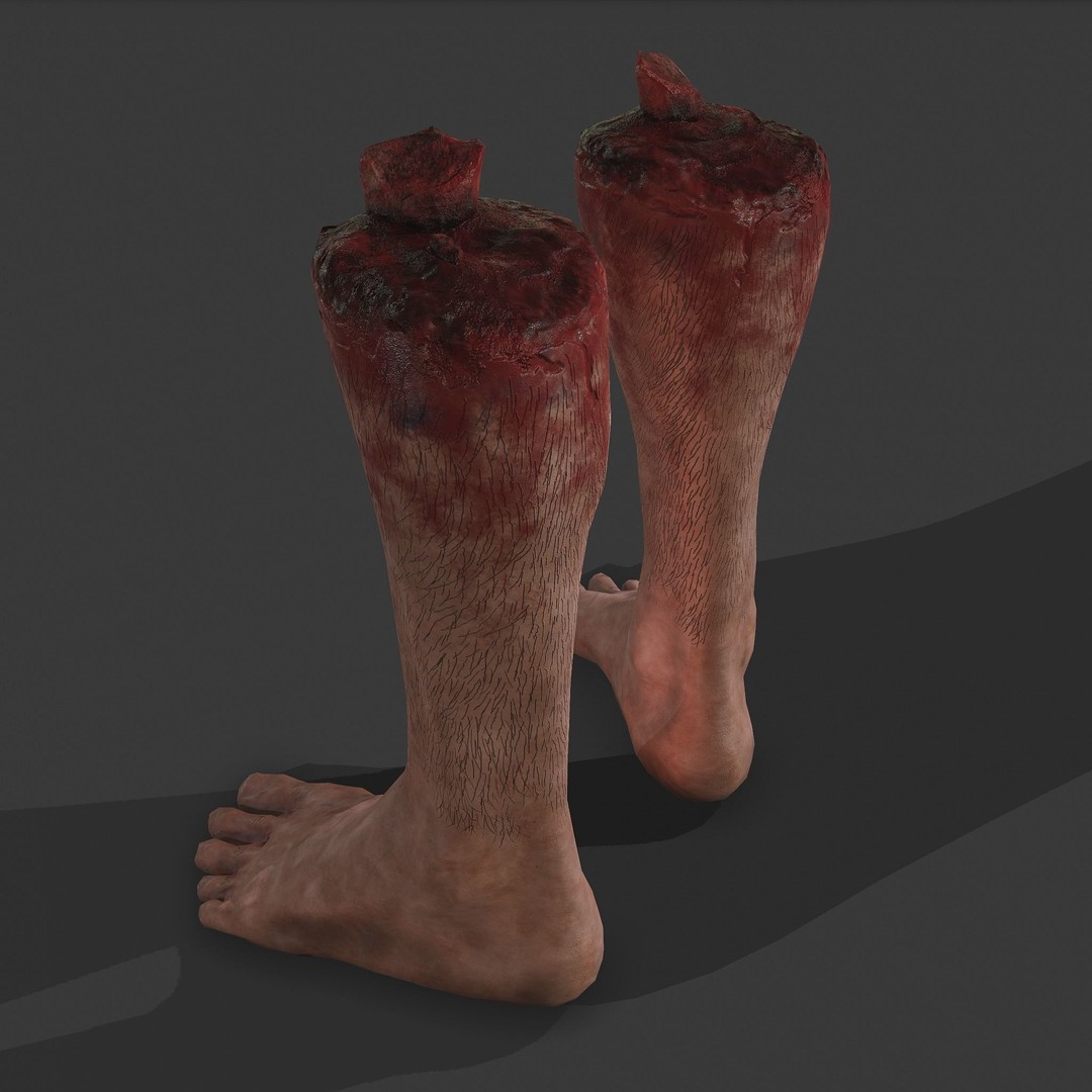 Severed Leg 3D Model – Low Poly PBR Horror Asset, FBX - View 35
