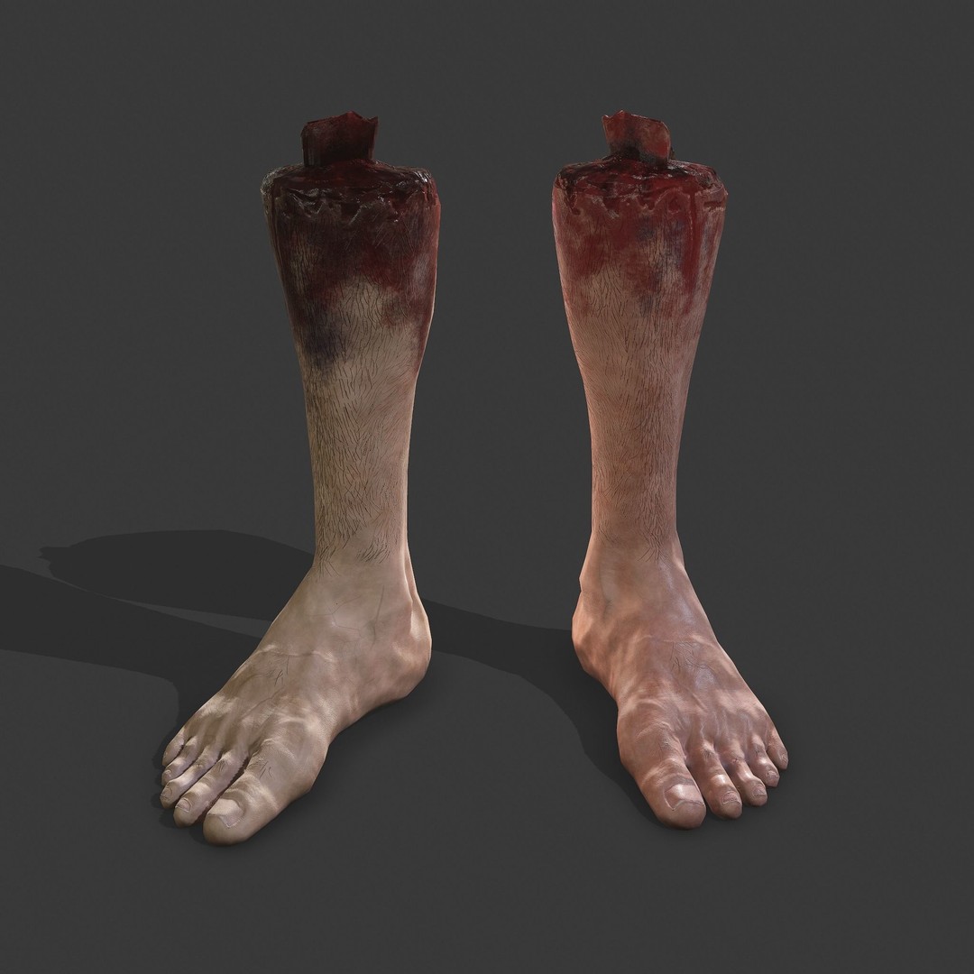 Severed Leg 3D Model – Low Poly PBR Horror Asset, FBX - View 4