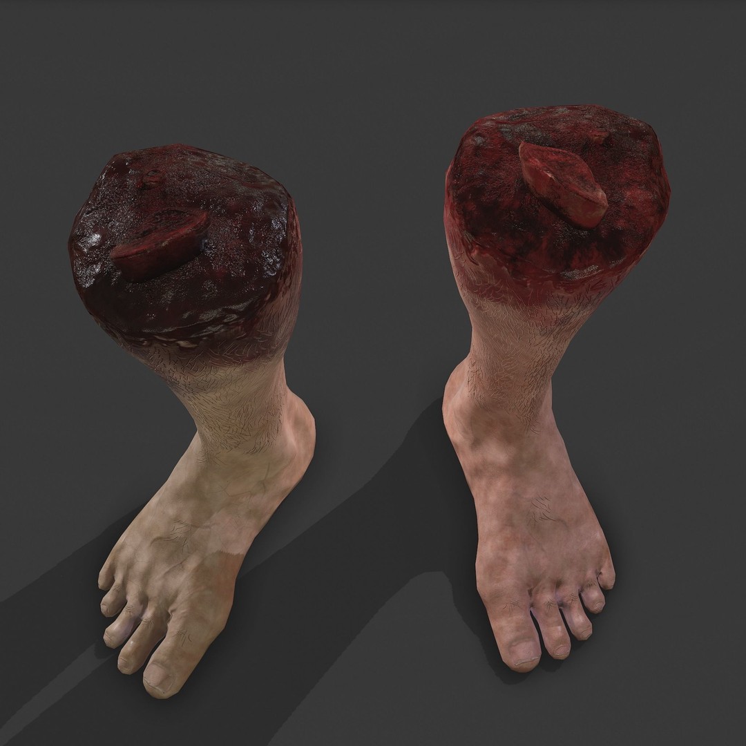 Severed Leg 3D Model – Low Poly PBR Horror Asset, FBX - View 40