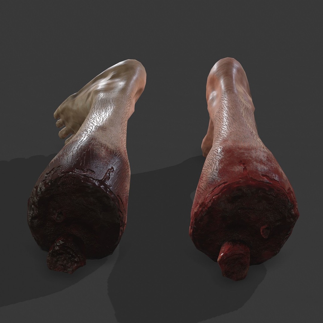 Severed Leg 3D Model – Low Poly PBR Horror Asset, FBX - View 41