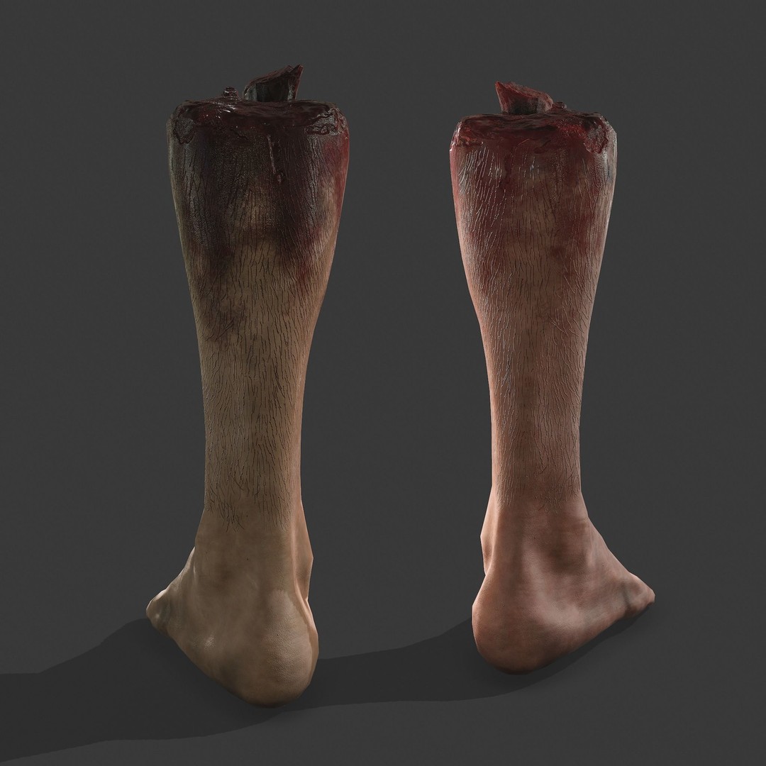 Severed Leg 3D Model – Low Poly PBR Horror Asset, FBX - View 7
