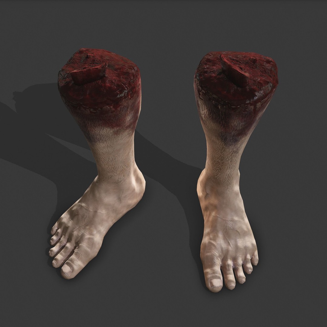 Severed Leg 3D Model – Low Poly PBR Horror Asset, FBX - View 8