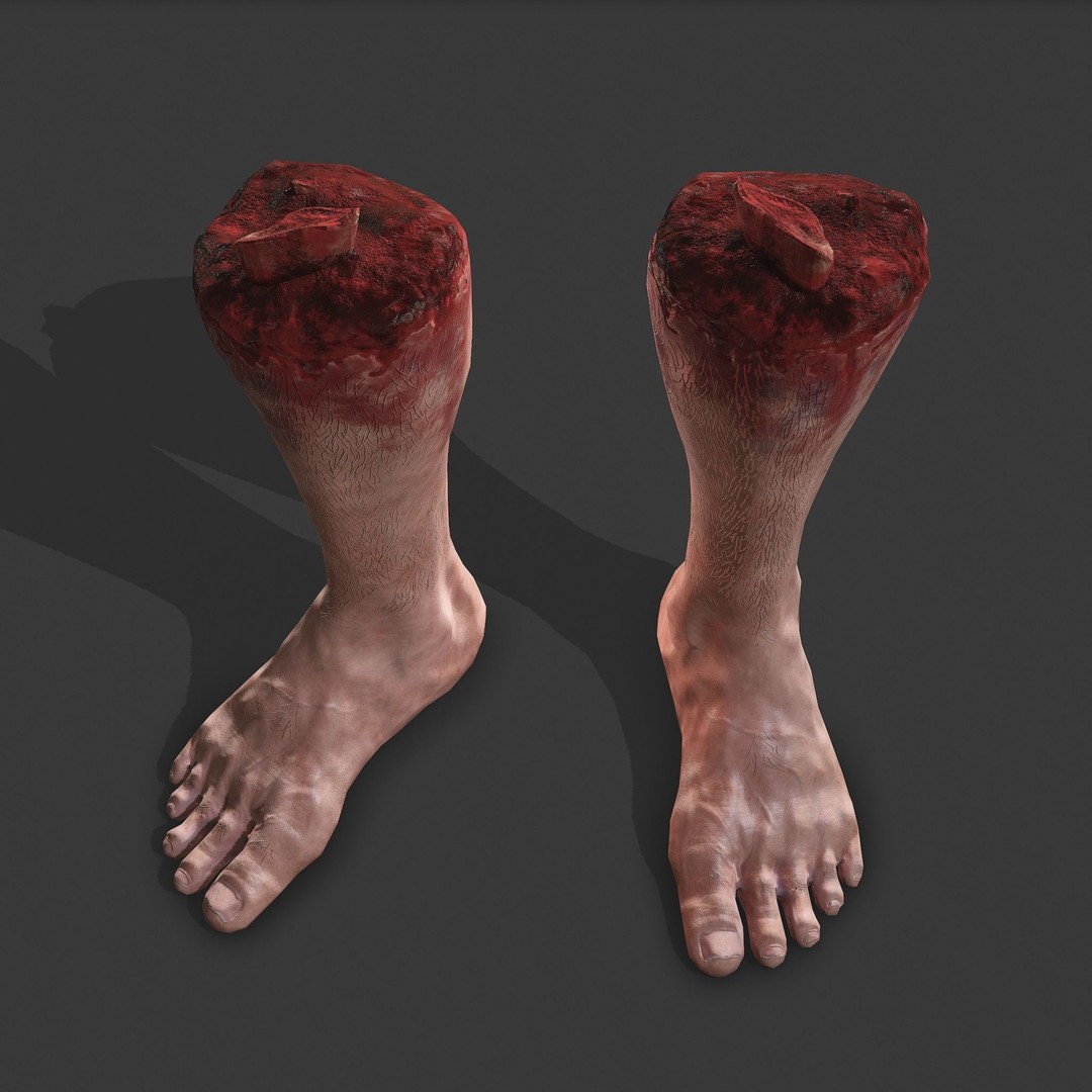 Severed Leg 3D Model – Low Poly PBR Horror Asset, FBX - View 9