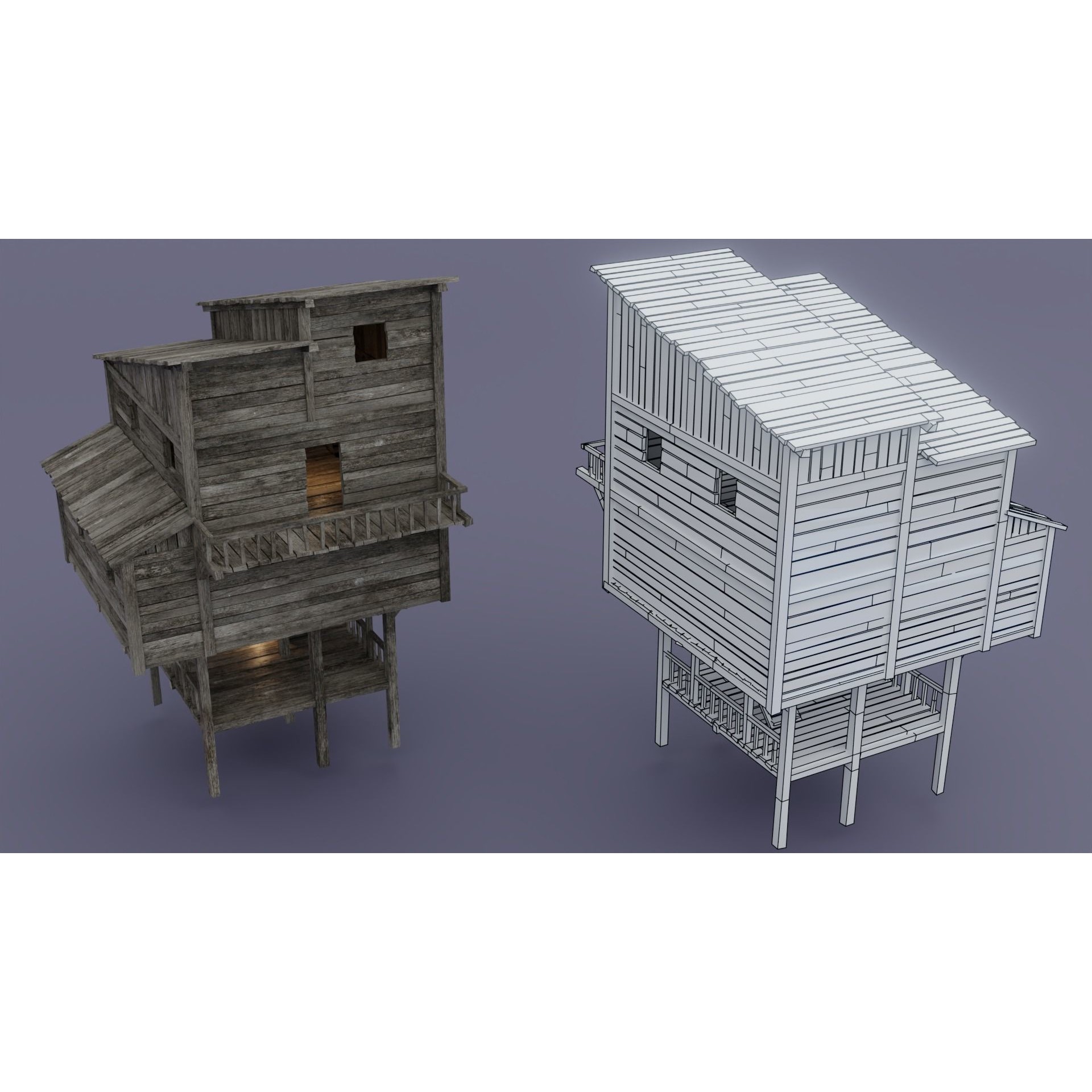 Pirate Town - Low-Poly Game-Ready 3D Model - View 10