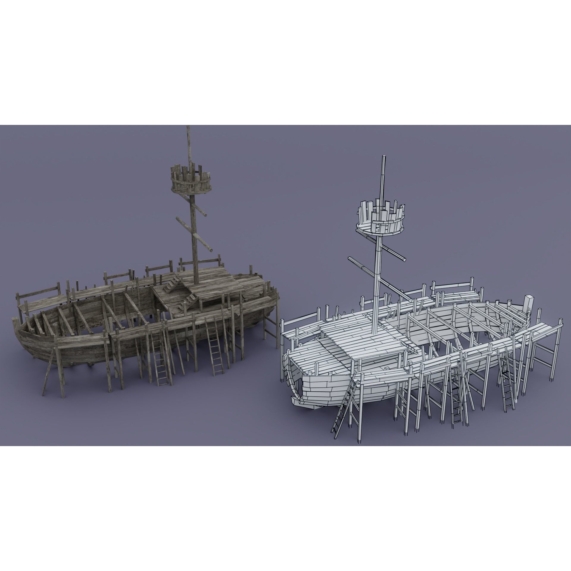 Pirate Town - Low-Poly Game-Ready 3D Model - View 15