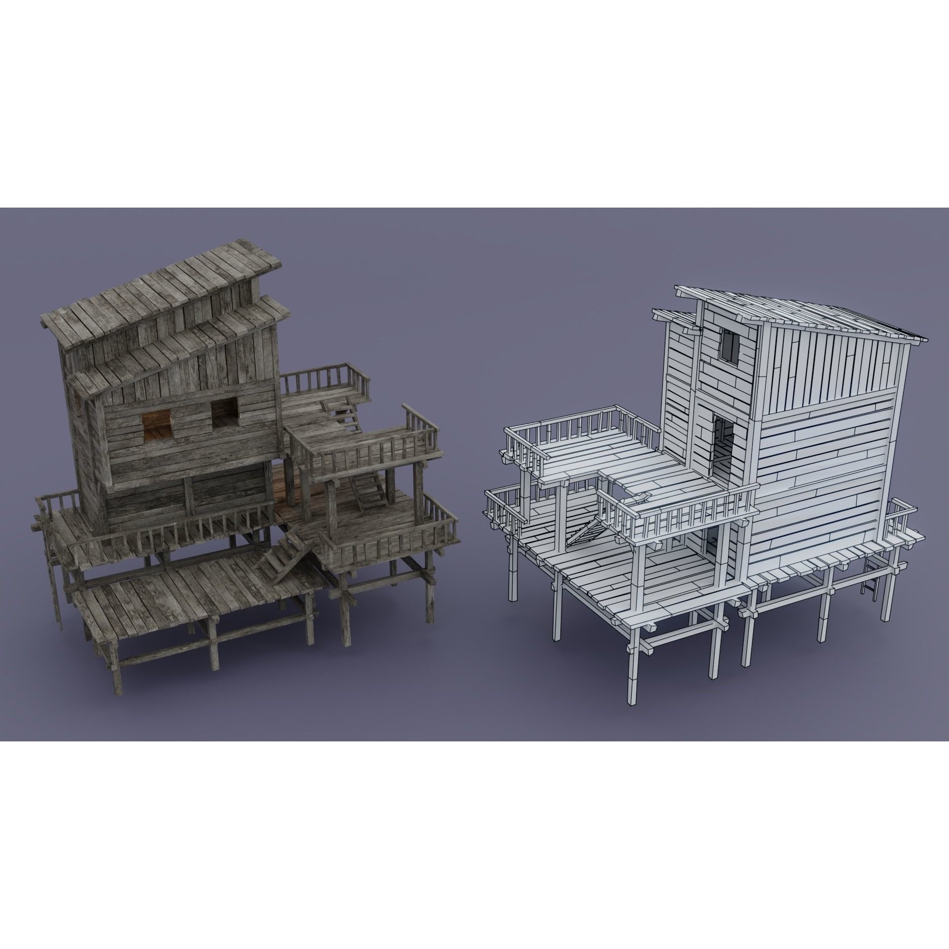 Pirate Town - Low-Poly Game-Ready 3D Model - View 9