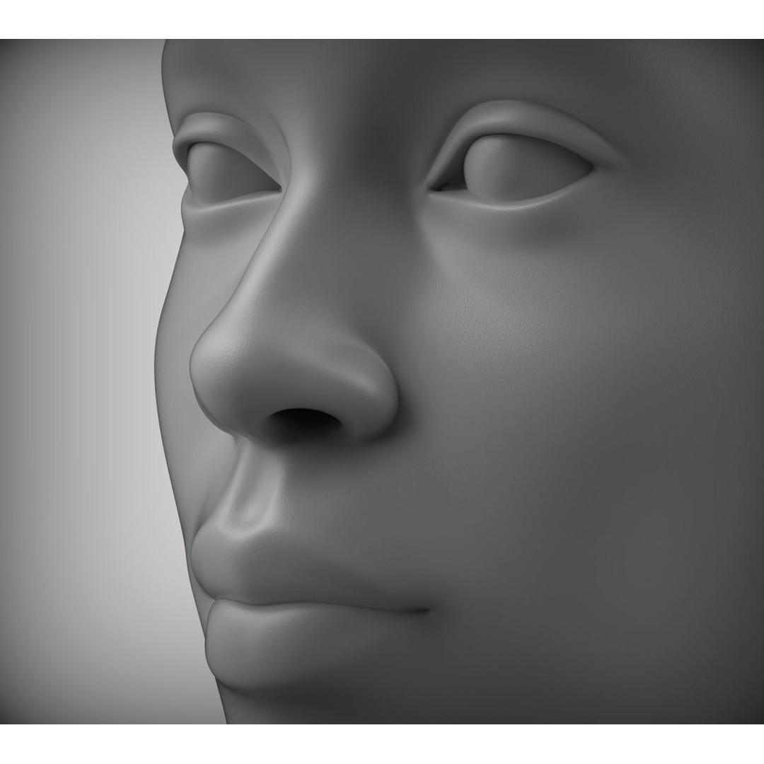 Realistic Female Asian American Head 3D Model – Low Poly Rigged Character