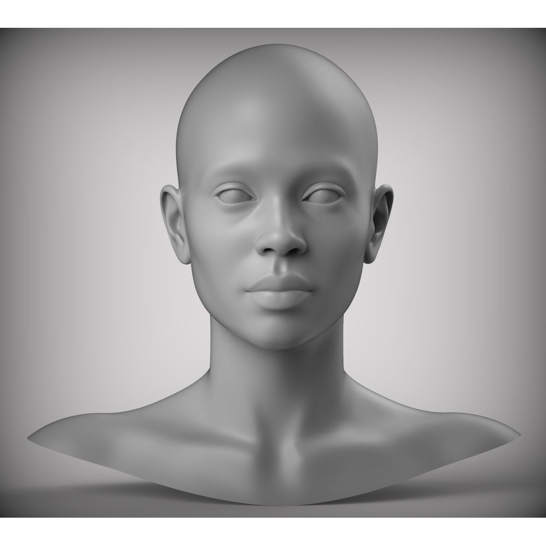 Realistic Female Asian American Head 3D Model – Low Poly Rigged Character - View 3