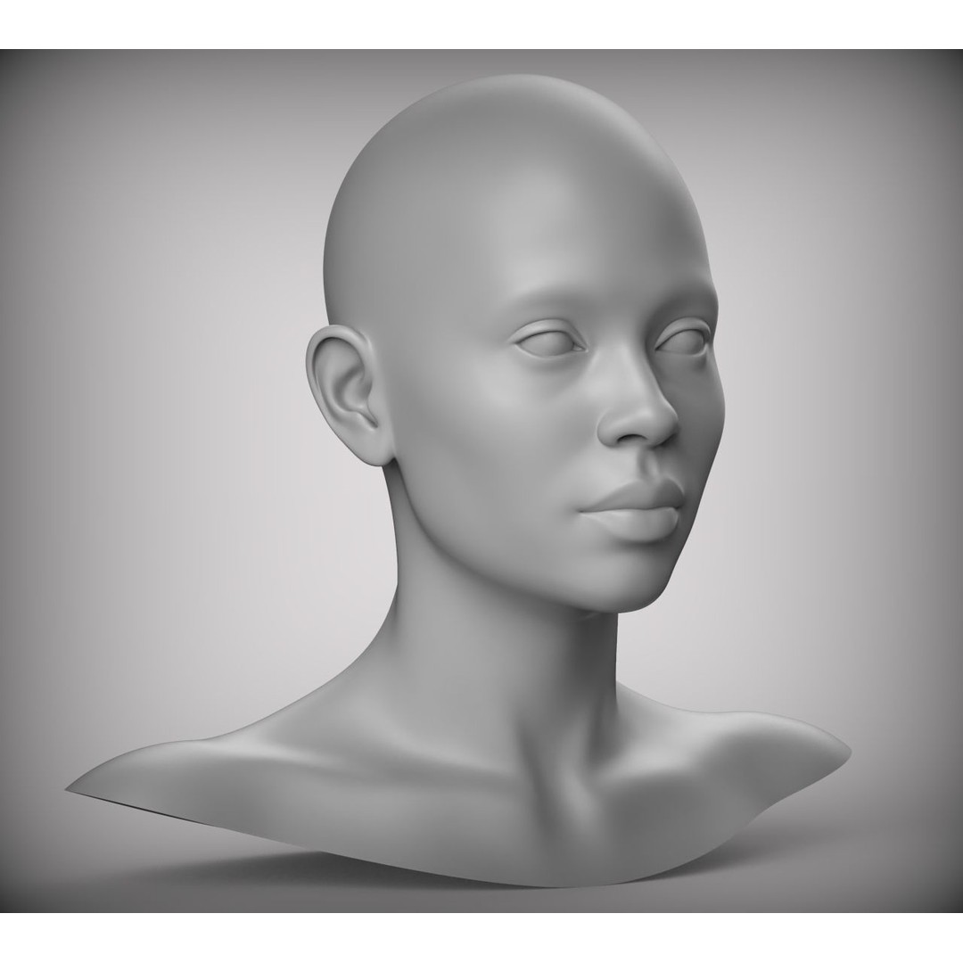 Realistic Female Asian American Head 3D Model – Low Poly Rigged Character - View 4