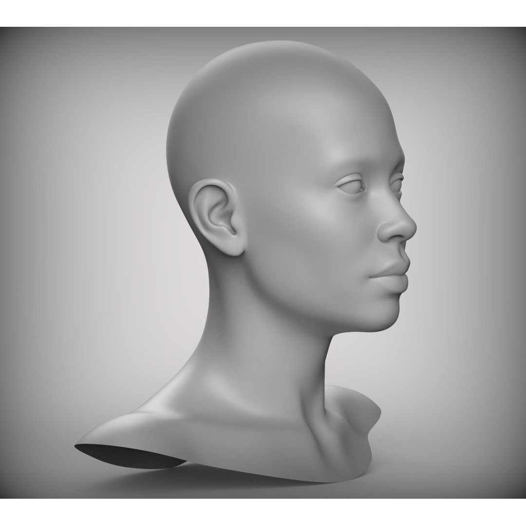 Realistic Female Asian American Head 3D Model – Low Poly Rigged Character - View 5